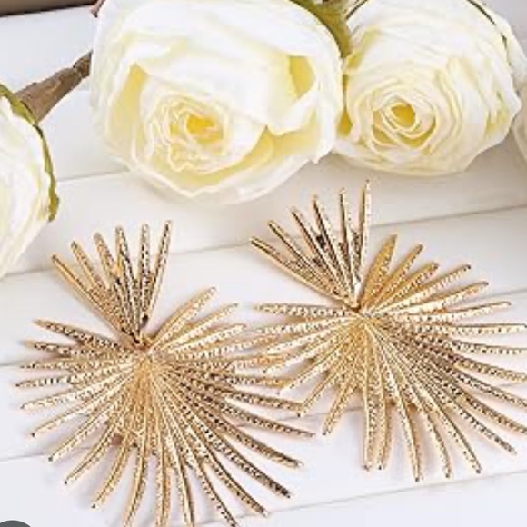 Gold Spiked Drop Earrings - Picture 6 of 7